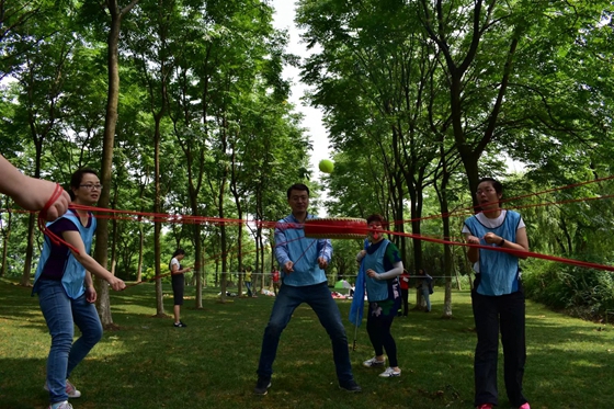 公司员工在参加深圳拓展公司的拓展项目