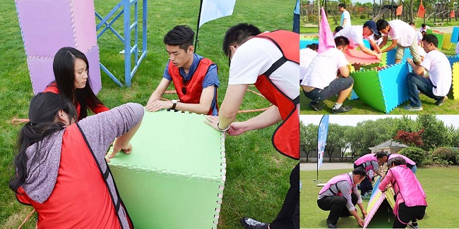 学员正在制作通天塔